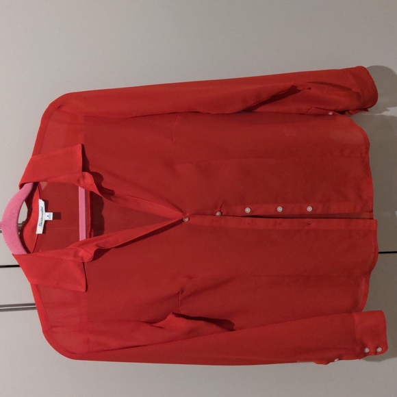 Sheer orange button down top - Picture 3 of 3